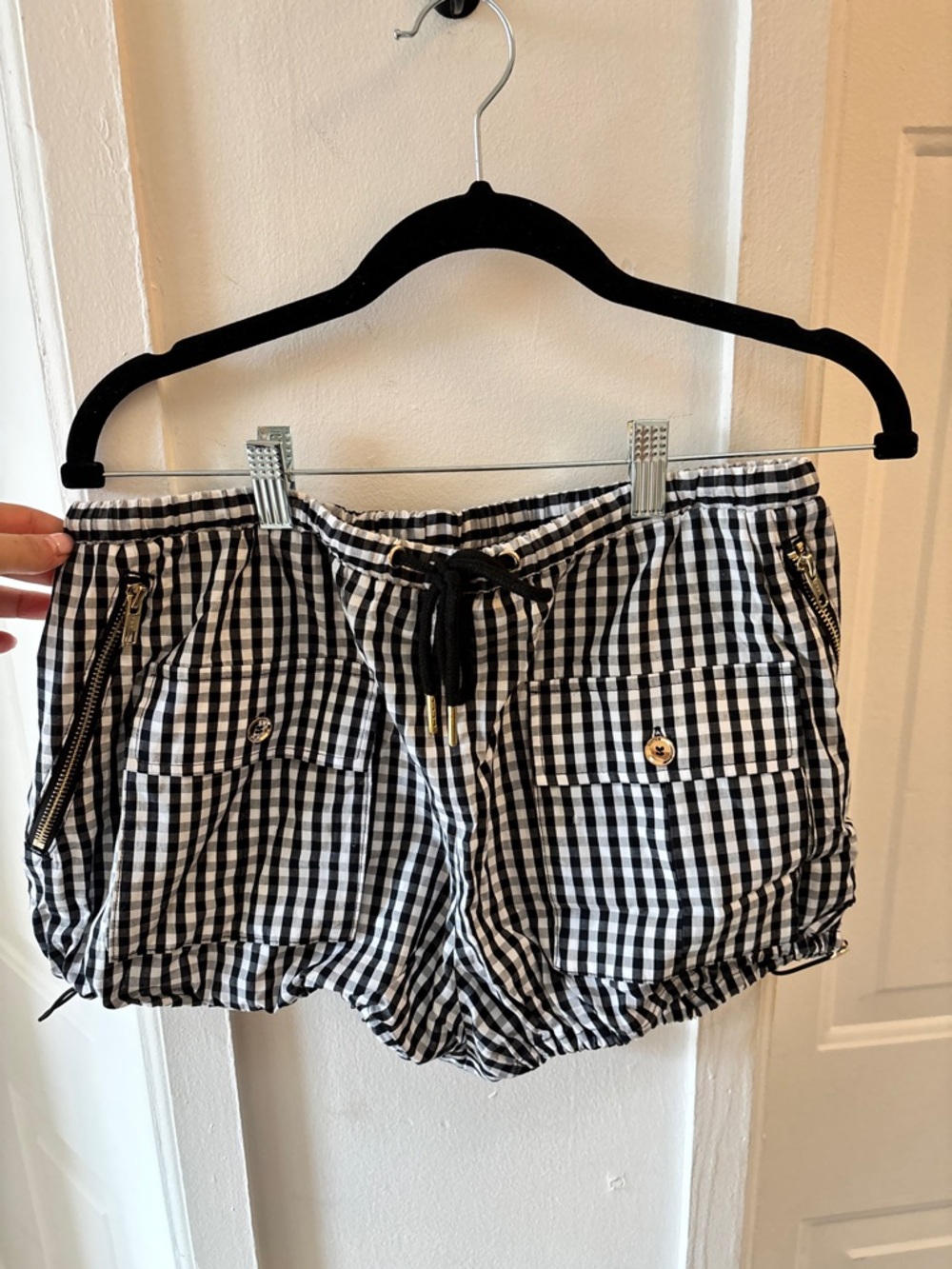 Cynthia Rowley Geneva Set: Gingham Black & White Puff Sleeve Top and Shorts Set - Picture 3 of 4
